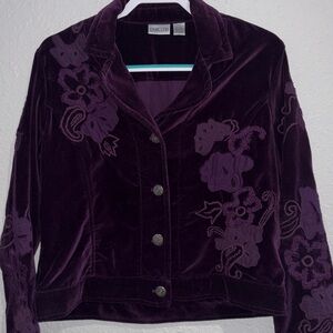 Chico's Dark Purple Velvet Jacket size 1